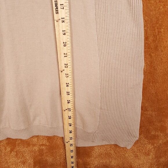 XETRA Womens Vest Large Tan Suede Tunic Open Stretch Knit Body Pockets - Picture 7 of 9